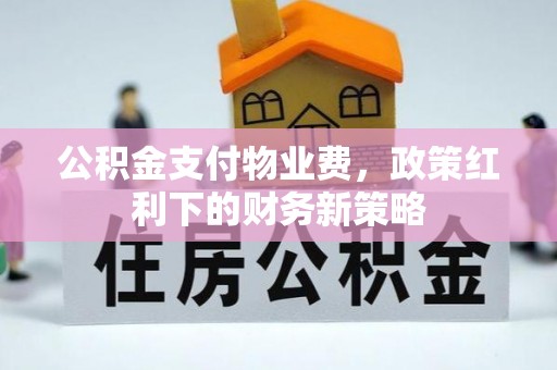 临西公积金支付物业费，政策红利下的财务新策略